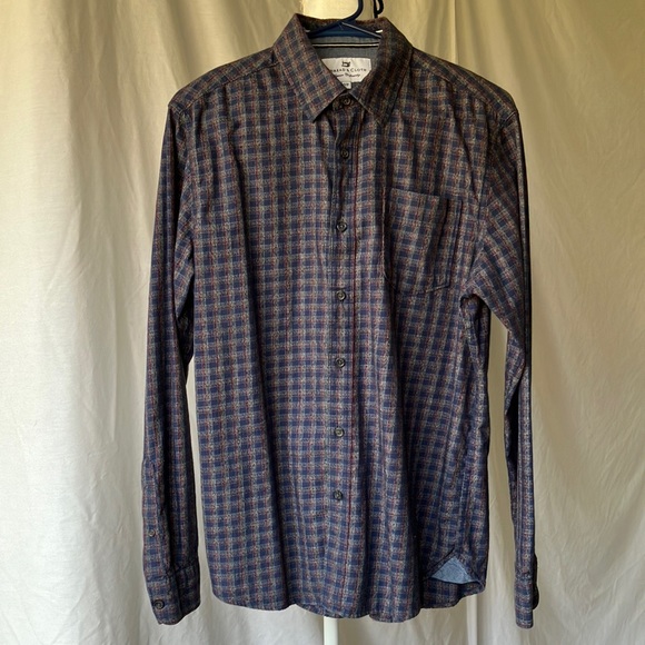 Thread & Cloth Mens S Long Sleeve Button down Shirt Navy Red Grey - Picture 3 of 16